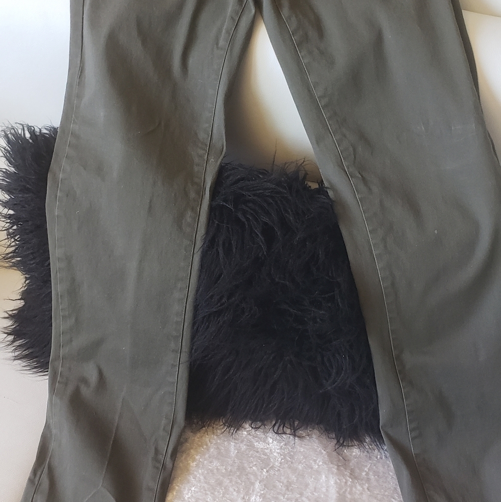 Olive straight slim chinos.